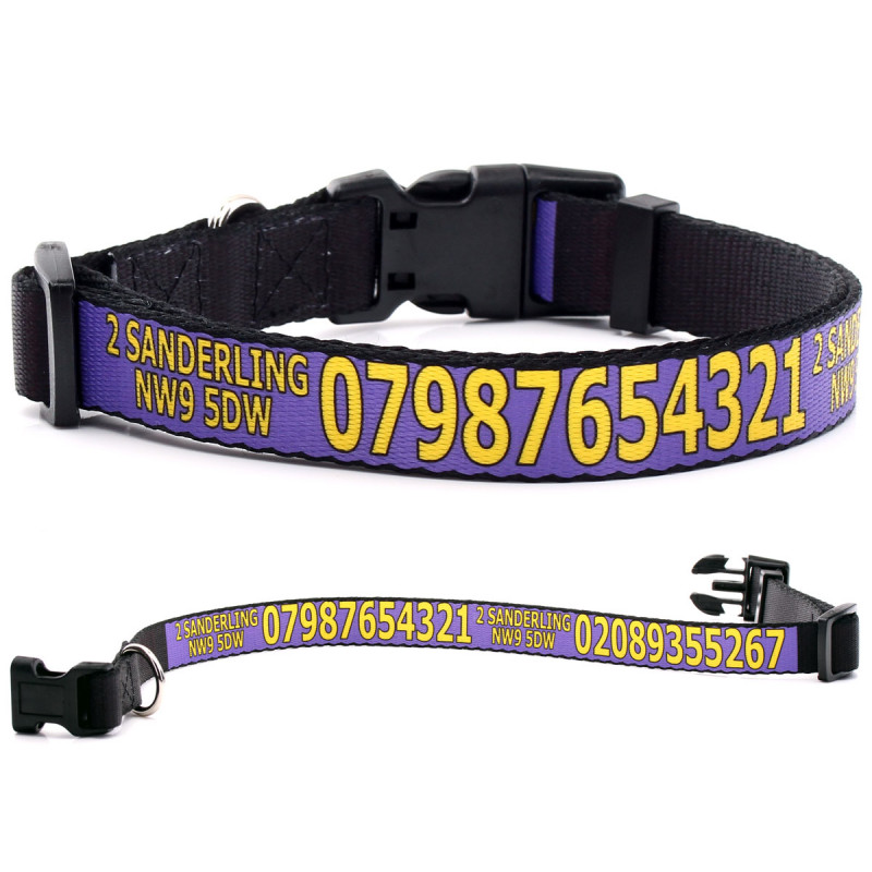 Personalised Dog Collars. Phone, Address, Name, Identity. Custom Pet