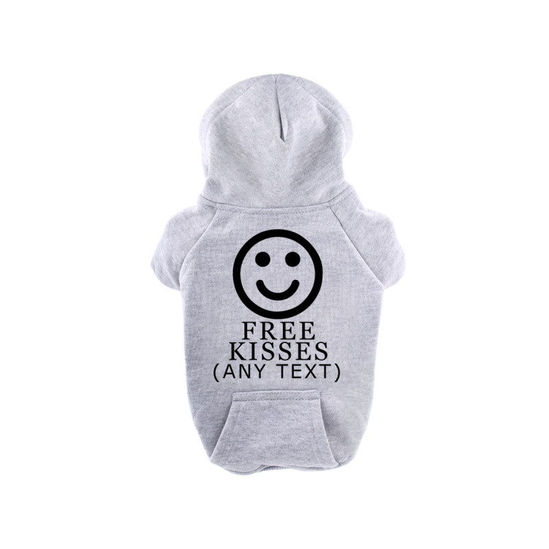 Grey Personalised Dog Hooded Sweatshirt with Smiley Icon