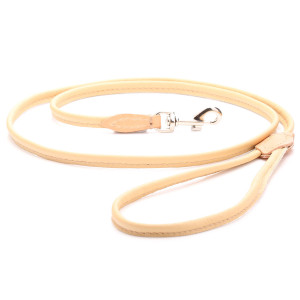 Beige Rolled Leather Dog Lead