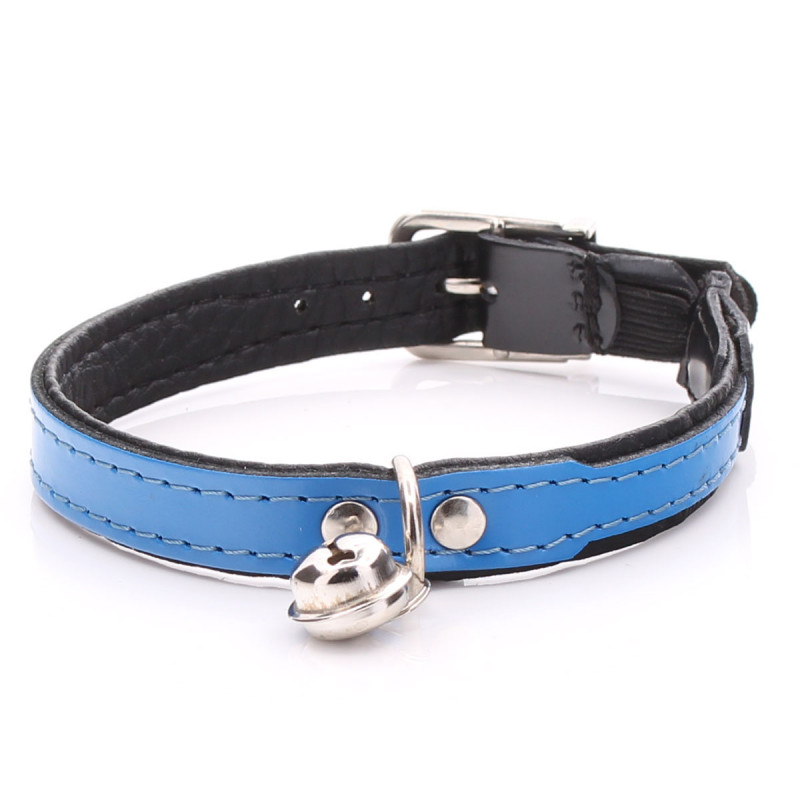 Personalised Blue Leather Cat Collar