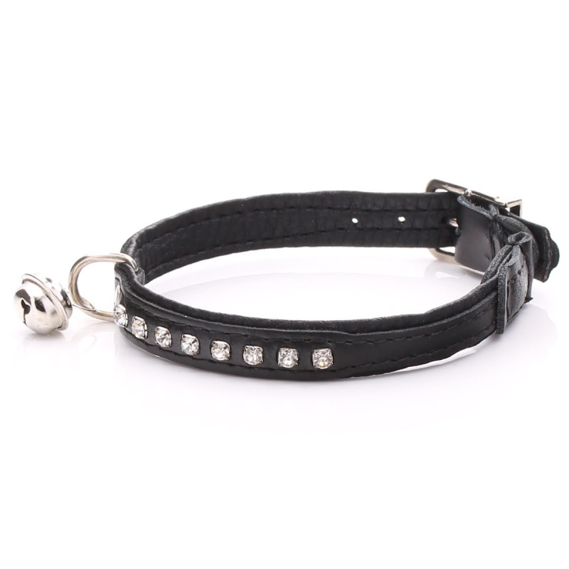 Crystalised Black Cat Collar with Rhinestones
