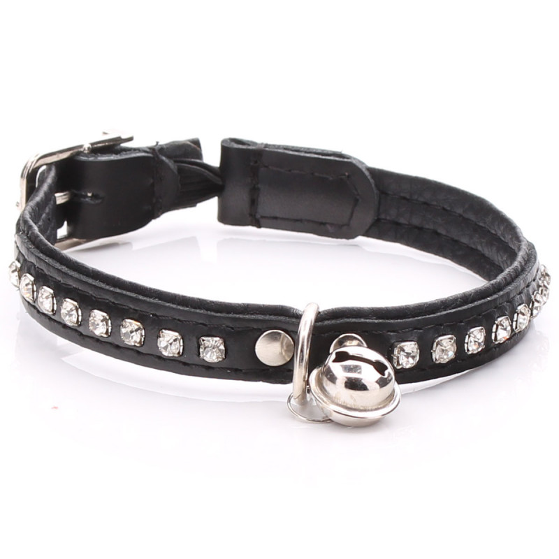 Crystalised Black Cat Collar with Rhinestones