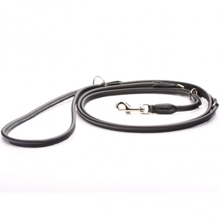 Laisse De Dressage Pour Chien Ajustable En Cuir Roulé Noir Laisse De Dressage Pour Chien Ajustable En Cuir Roulé Noir