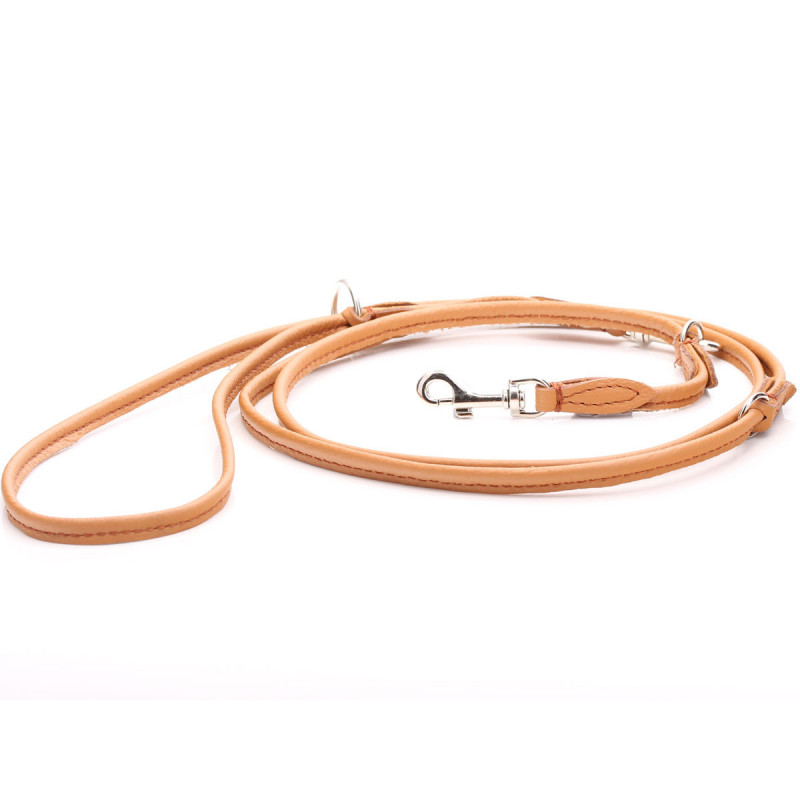 Round Leather Dog Training Leash reaches from 120cm up to 220cm