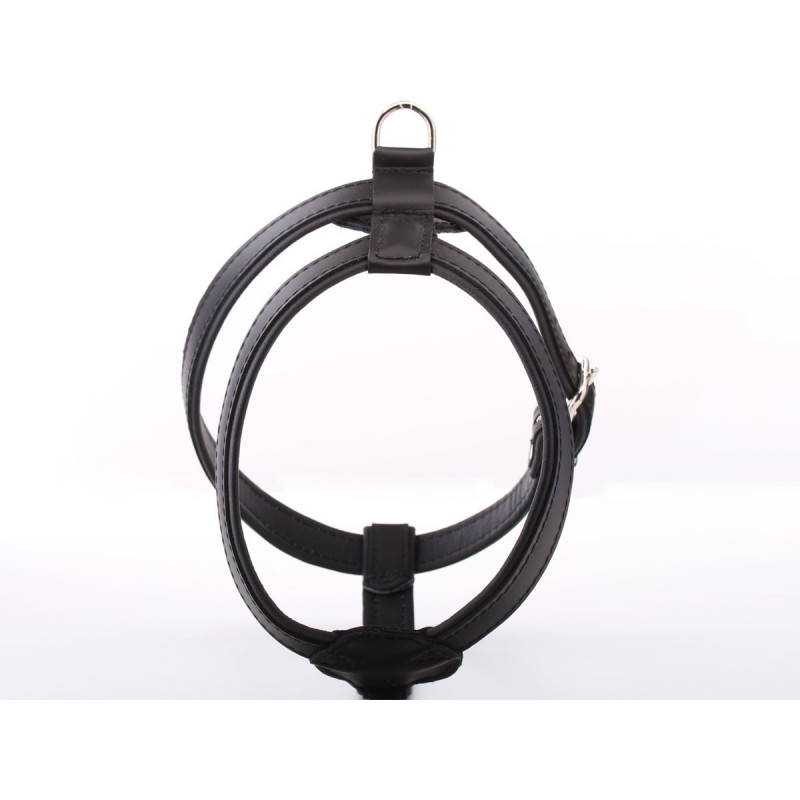 Padded Black Leather Dog Harness