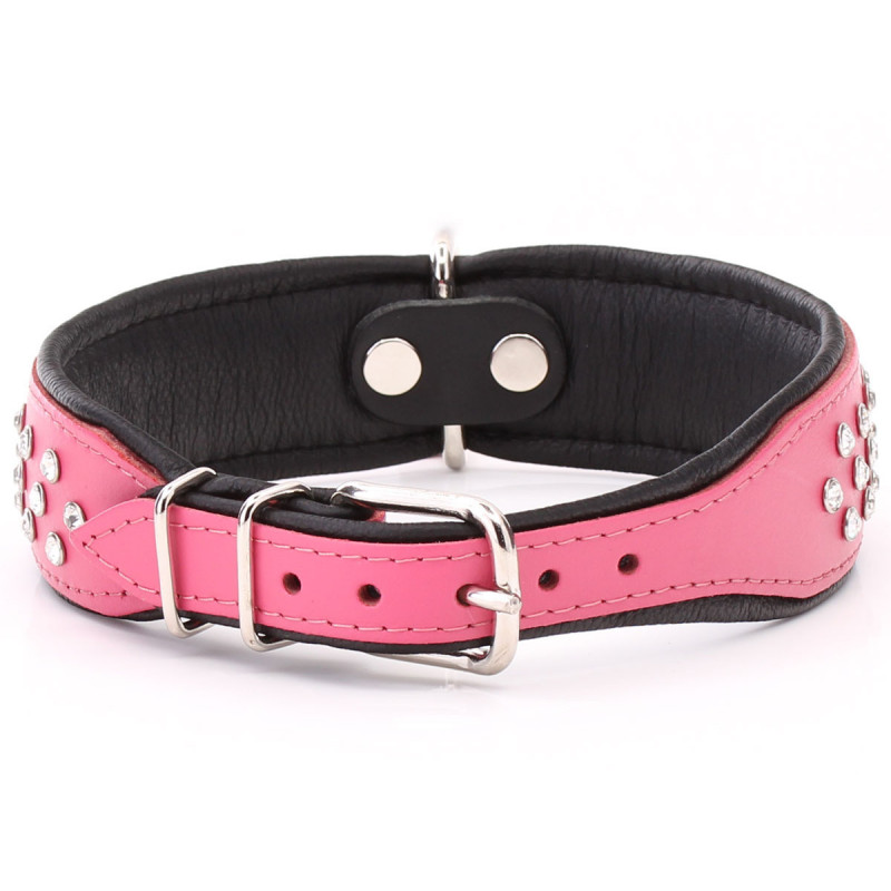 Pink Crystal Elegance Wide Dog Collar