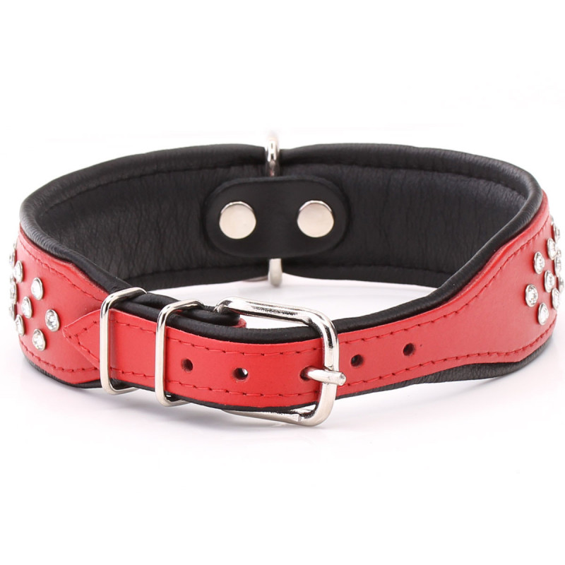 Red Crystal Elegance Padded Dog Collar
