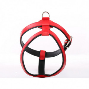 Padded Red Leather Dog Harness