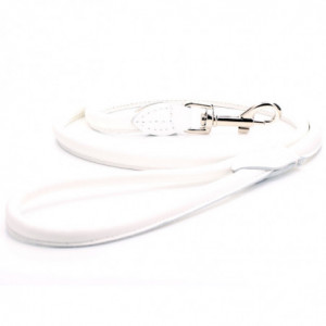 White Rolled Leather Dog Lead