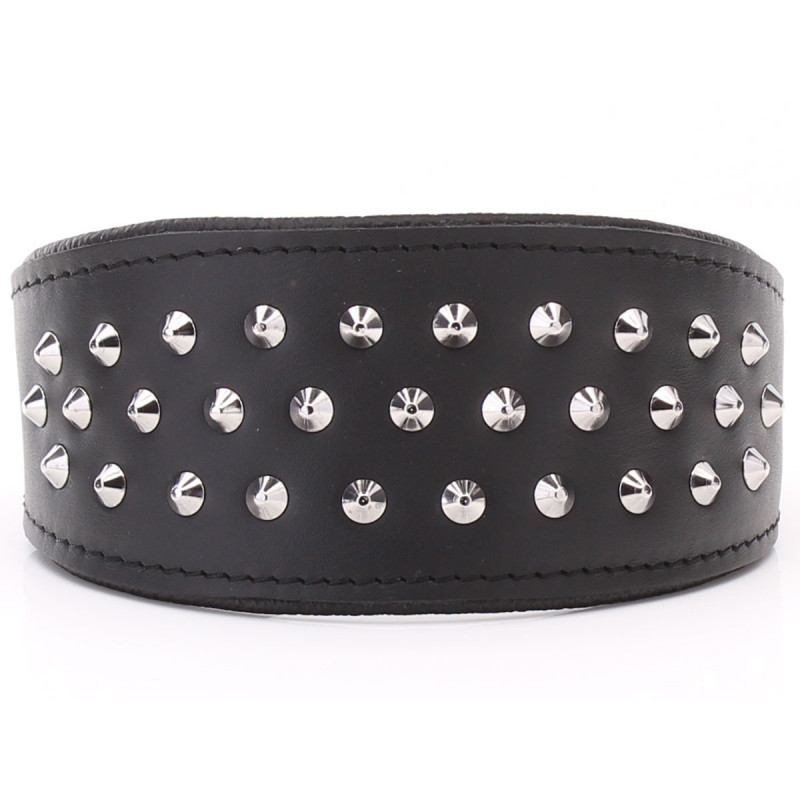 Black Greyhound Collar with Metal Spikes