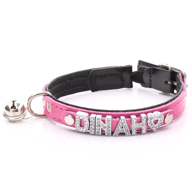 Pink leather cat shop collar