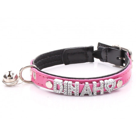 pink leather cat collar