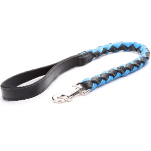Braided Blue Leather Dog Lead