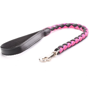 Braided Pink Leather Dog Lead