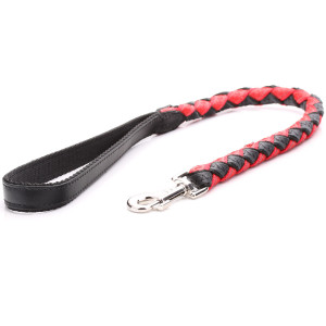Braided Red Leather Dog Lead