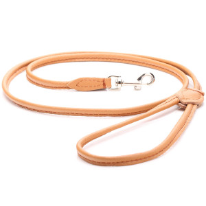 Tan Rolled Leather Dog Lead