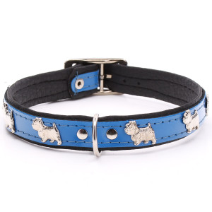 Blue Leather Westie Collar