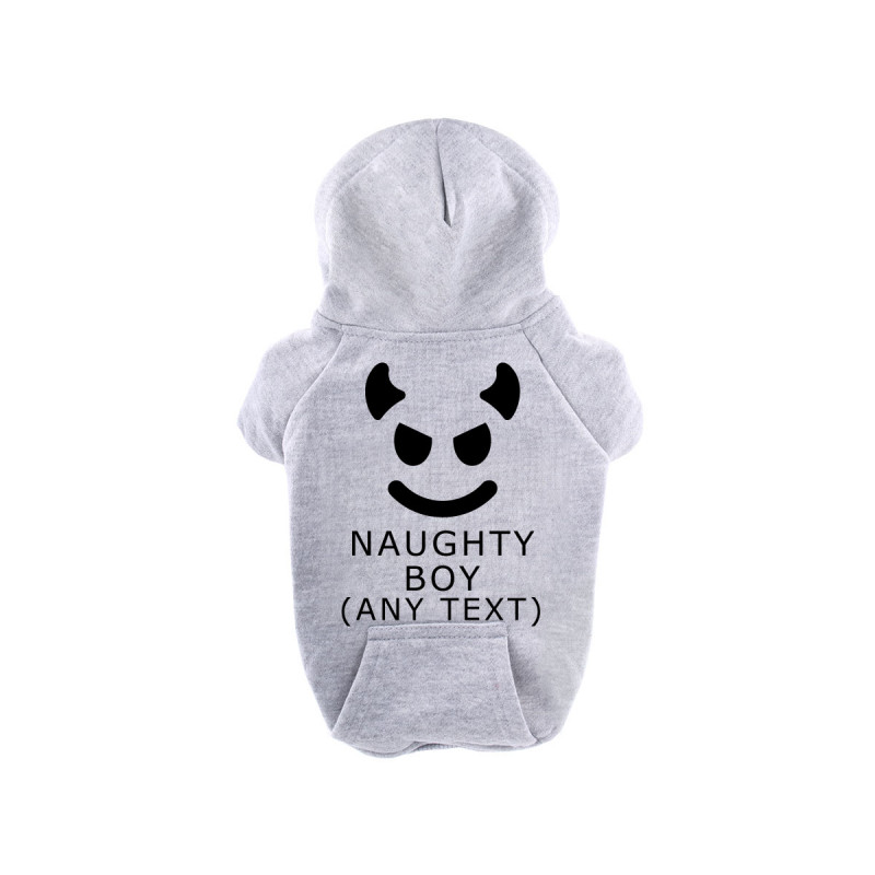 Grey Personalised Dog Hooded Sweatshirt with Devil Icon — free download