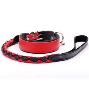 Wide Red Leather Dog Collar...
