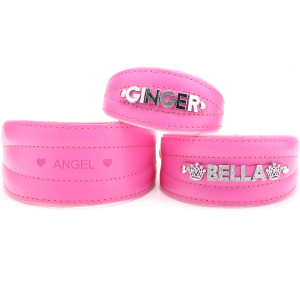 Customised Wide Pink Greyhound Silken Windhound Collar