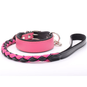 Breites Rosa Lederhalsband...