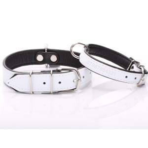 White Leather Dog Collar