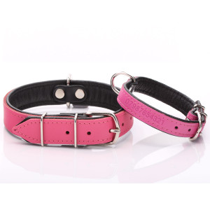 Pink Leather Dog Collar