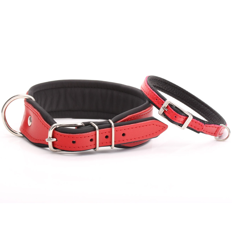 Personalised Red Leather Dog Collar with Soft Padding
