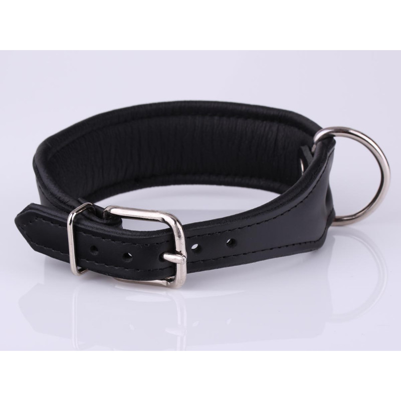 Extra Large Wide Black Leather Dog Collar Option to Customise