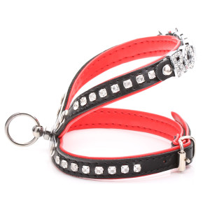 Small Black Red Diamante Harness