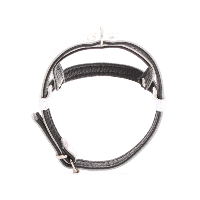Handmade White Leather Dog Harness