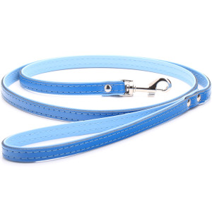 All Blue Leather Dog Lead