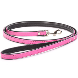 Pink Leather Dog Lead