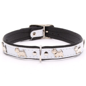 White Leather Westie Collar