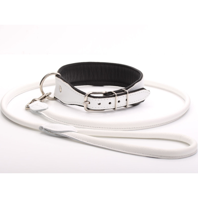 Collare Di Cane In Pelle Fatti A Mano Bianco & Set Di Piombo Italia ...