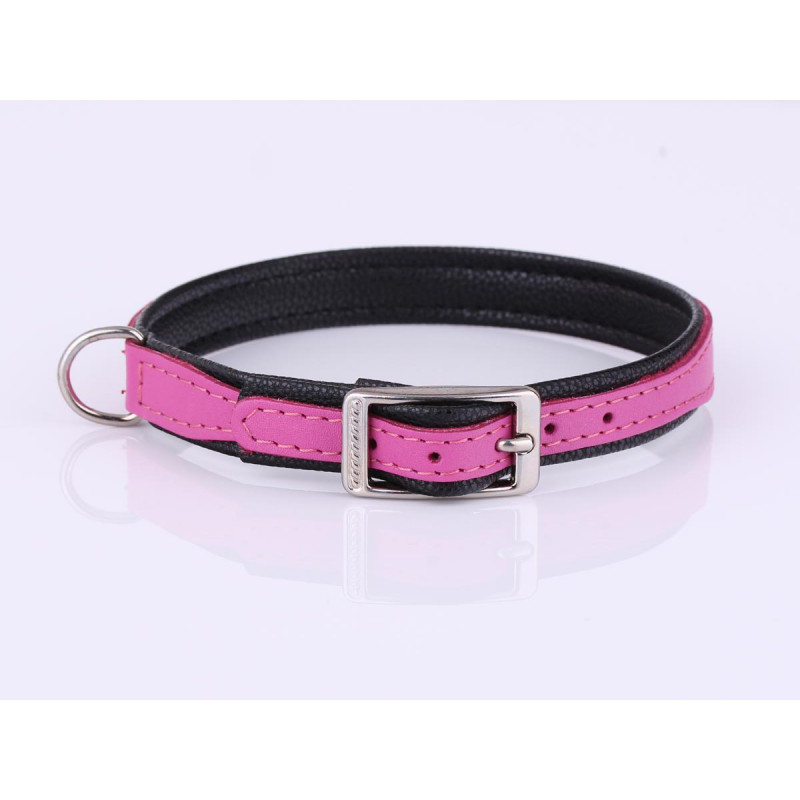 Personalised Pink Leather Dog Collar with Soft Padding