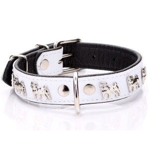 White Leather Pug Collar