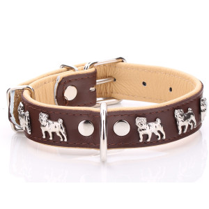 Collar Pug De Cuero Marrón...