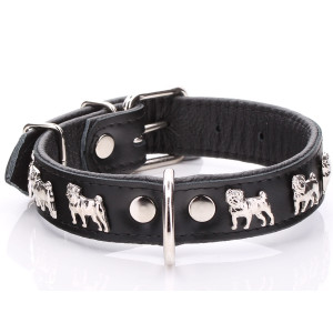 Black Leather Pug Collar