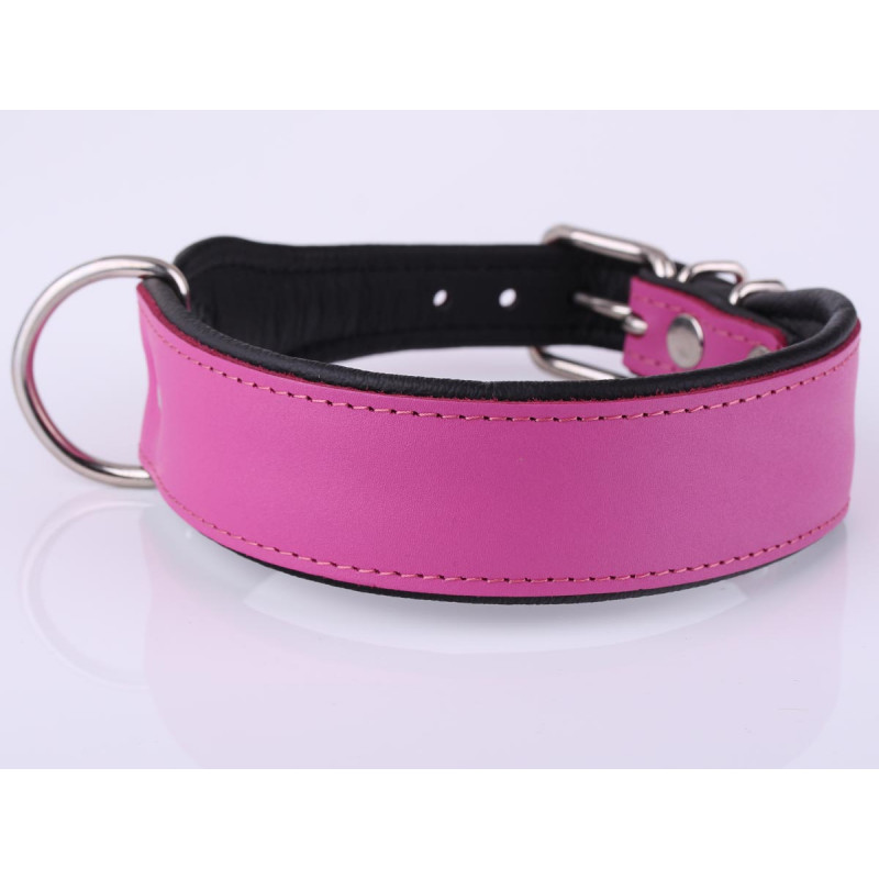 Personalised Pink Leather Dog Collar with Soft Padding
