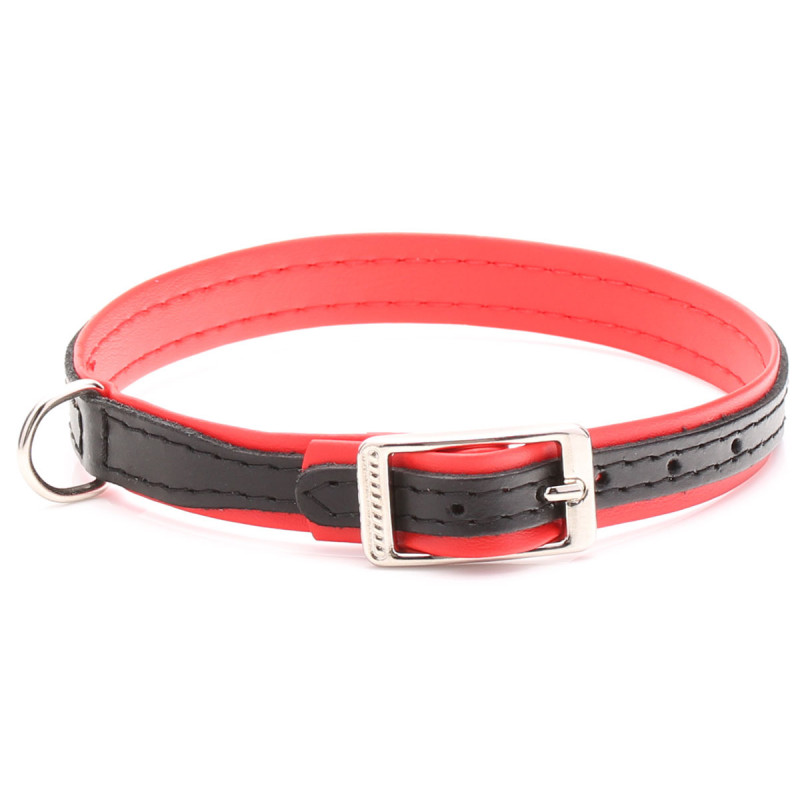 Handgemachtes Hundehalsband Aus Schwarzem Und Rotem Leder