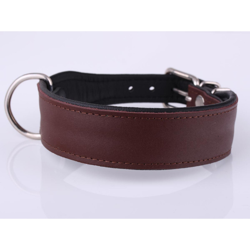 Wide Brown Leather Personalised Dog Collar