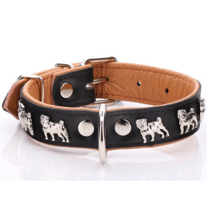 Black & Tan Leather Pug Collar