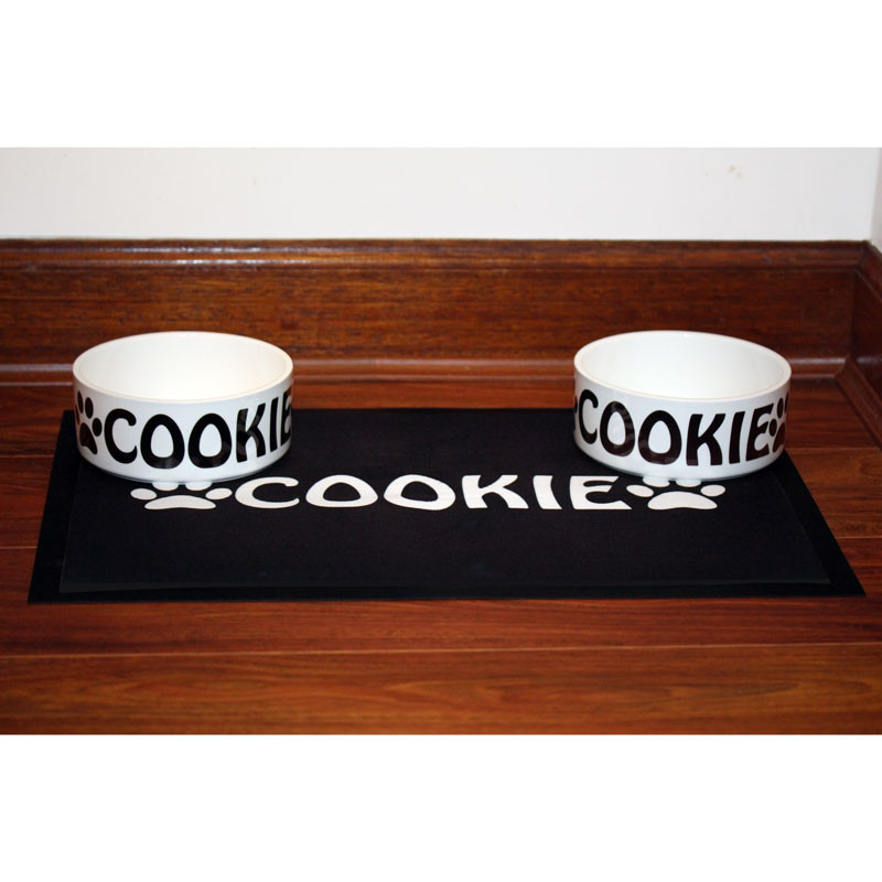 Personalised Dog Bowl & Mat Set with Paws