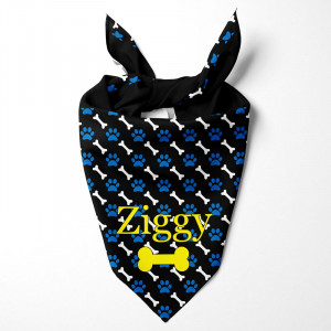 Blue Dog Bandana With Bones & Paw Prints - Buster Brown Brand (Sizes XS, S, M, L)