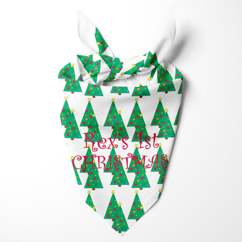 Personalised Christmas Dog Bandana with Tree Pattern