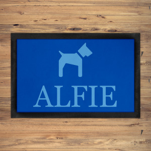 Personalised Blue Dog Bowl Mat