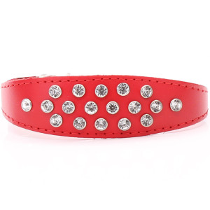 Red Leather Dog Collar with...