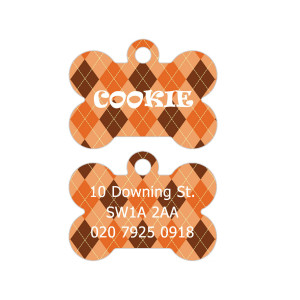 Orange Argyle Trykte Dog Tag