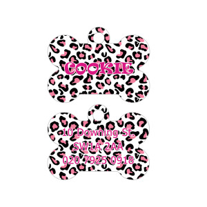 Pink Animal Print Dog Tag